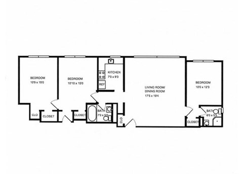 3x2 floor plan.l The Monterey Garden Apartments in San Mateo CA