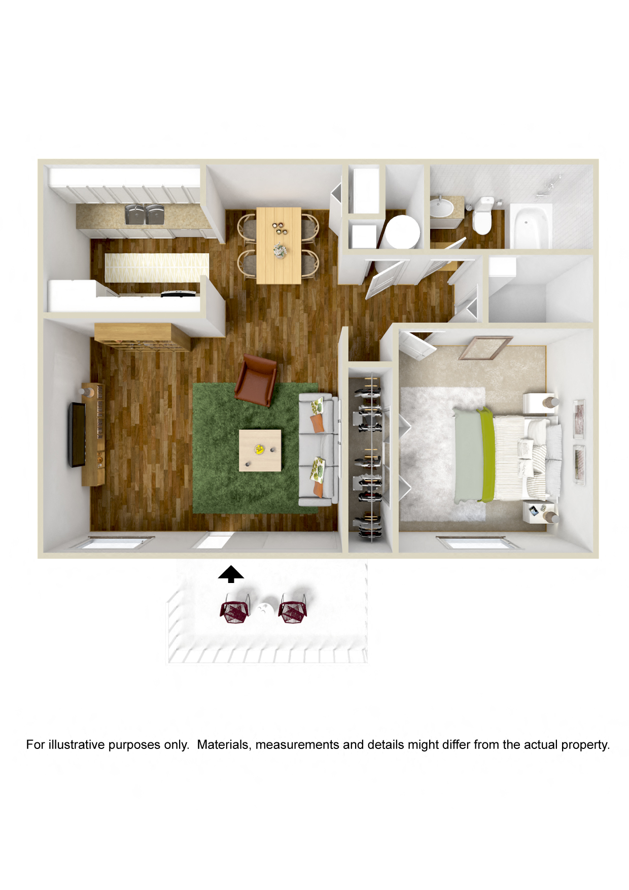 1x1 Bedroom Floor Plan Albuquerque, NM 87112 l Mountain Vista Apartments