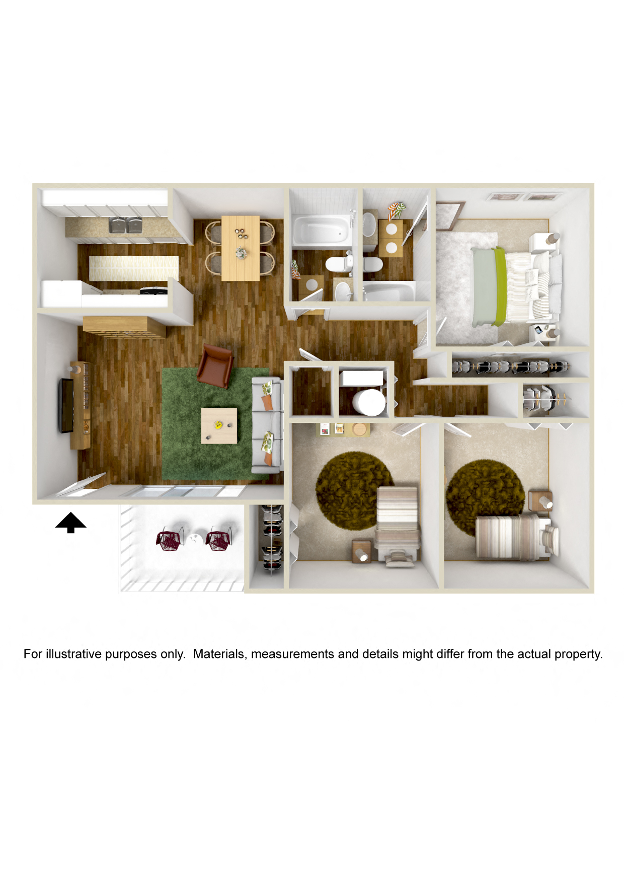 3x2 Bedroom Floor PlanAlbuquerque, NM 87112 l Mountain Vista Apartments For Rent