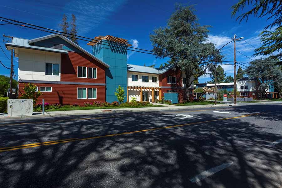 Street view of front building l The Parc at Pruneyard Apartments