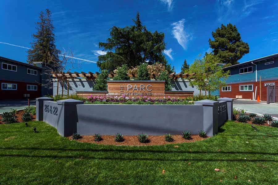 Entry monument sign l The Parc at Pruneyard Apartments