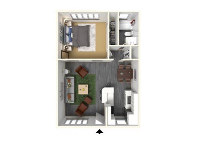 1 BED 1 BATH Floor Plan 2