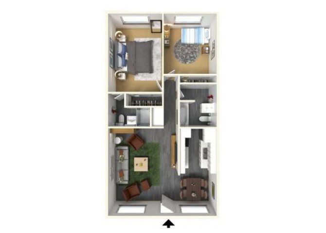 2 BED 2 BATH Floor Plan 4