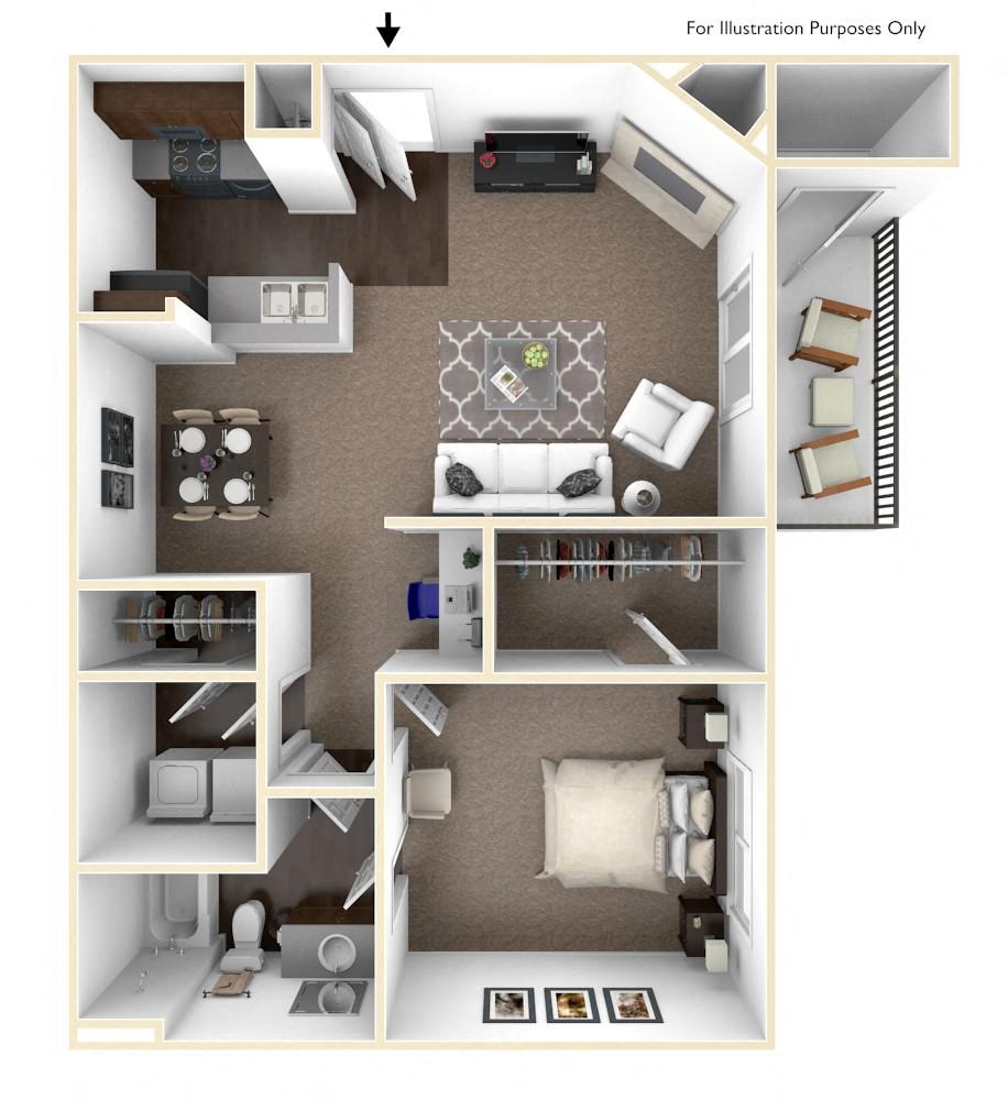 1 Bedroom floor plan  Units available at Residence at CTM
