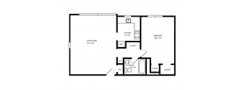 1x1 floor plan.l Ryan Tower Apartments in San Mateo CA 