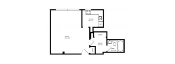 Studio floor plan. l Ryan Tower Apartments in San Mateo CA 