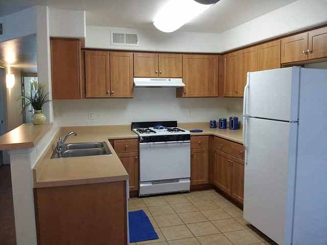 Full kitchen view   l Santa Fe Apartments in Bakersfield CA