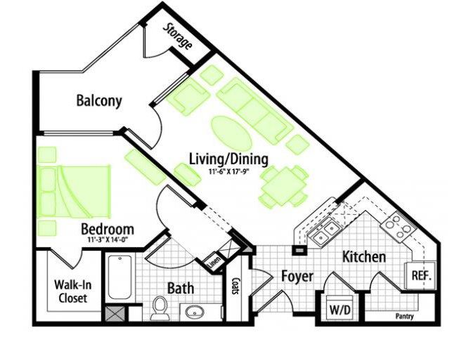 Seasons at Laguna Ridge | One bedroom One bathroom 1X1 Stratus floor plans available at Seasons at Laguna Ridge