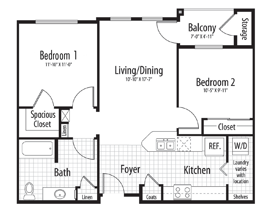 Two bedroom floor plan