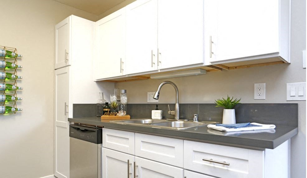 Kitchen with sink side view