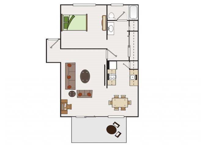 Stoneridge Luxury Apartments | 1 bedroom 1 bathroom floor plan 1x1 condos available at Stoneridge Luxury Apartments | Walnut Creek, CA