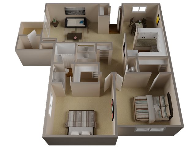 Stoneybrook | 1 bedroom 1 bathroom floor plan 1x1 units available at Stoneybrook Apts | Modesto, CA