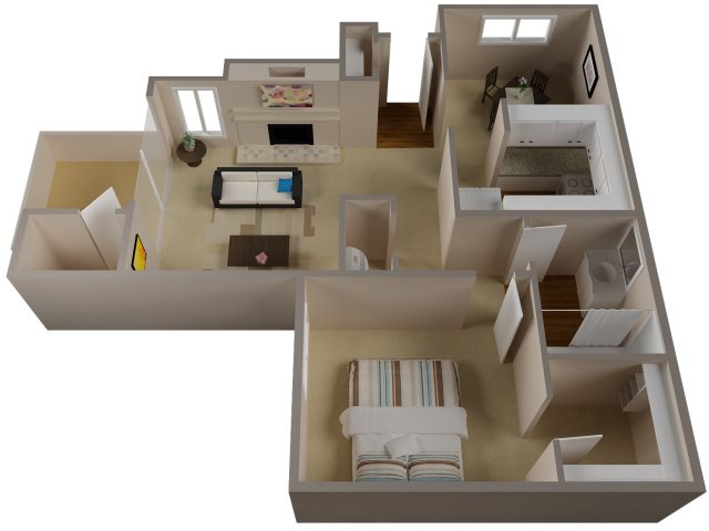Stoneybrook | 1 bedroom 1 bathroom floor plan 1x1 units available at Stoneybrook Apts | Modesto, CA
