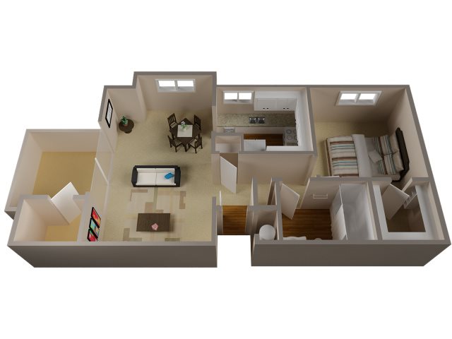Stoneybrook | 1 bedroom 1 bathroom floor plan 1x1 units available at Stoneybrook Apts | Modesto, CA