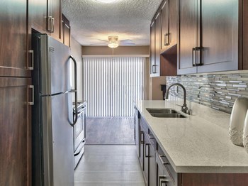 Full Kitchen View Villa Fontaine Apartments | Valley Village CA 91607