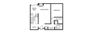 One bedroom Floor Plan Villa Fontaine Apartments | Valley Village CA 91607