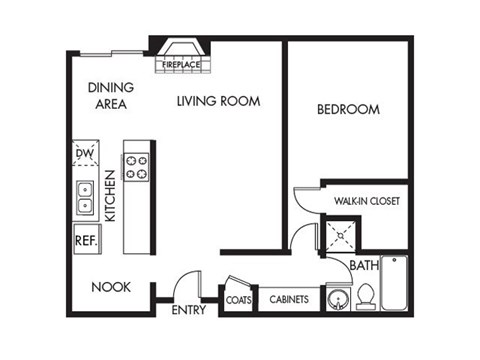 One bedroom Floor Plan Villa Fontaine Apartments | Valley Village CA 91607
