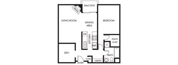 One bedroom Floor Plan Villa Fontaine Apartments | Valley Village CA 91607