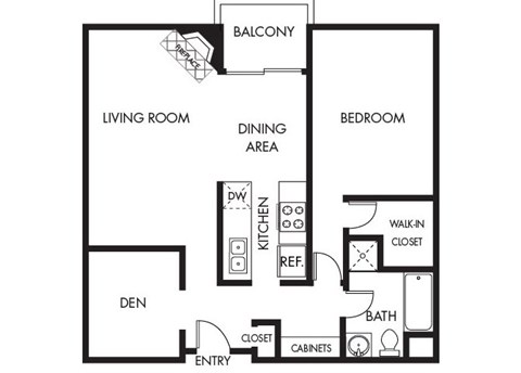 One bedroom Floor Plan Villa Fontaine Apartments | Valley Village CA 91607