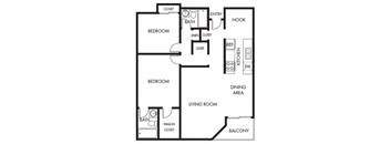 Two bedroom Floor Plan Villa Fontaine Apartments For Rent | Valley Village CA 91607