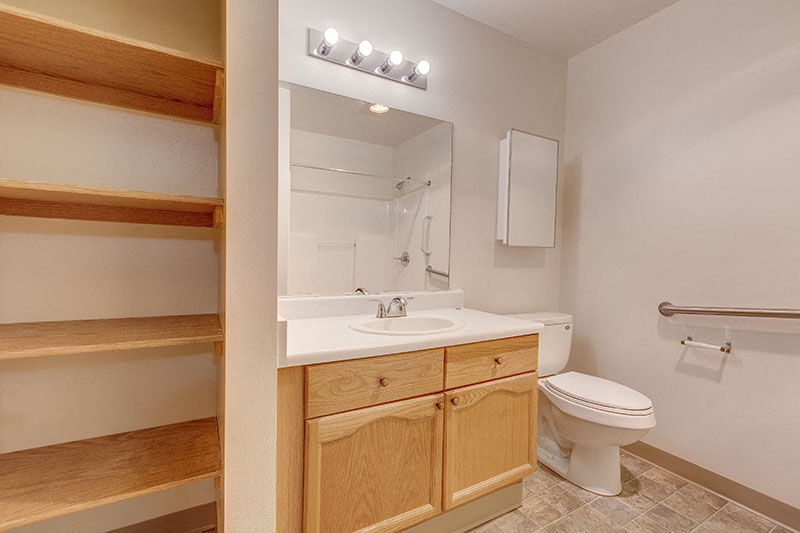 Bathroom Storage Shelves | The Vintage Bellingham Senior Apartments in Bellingham, WA 98226