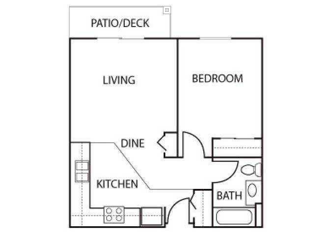 Vintage at Bend Senior Apartments l Bend, OR Onebedroom 1 bedroom floor plan at Vintage at Bend in Bend Or