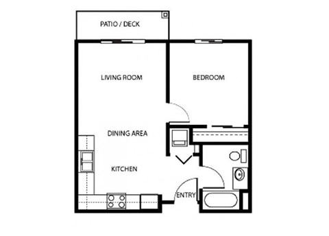 1x1 floor plan Vintage at Chehalis Senior Apartments l Chehalis, WA