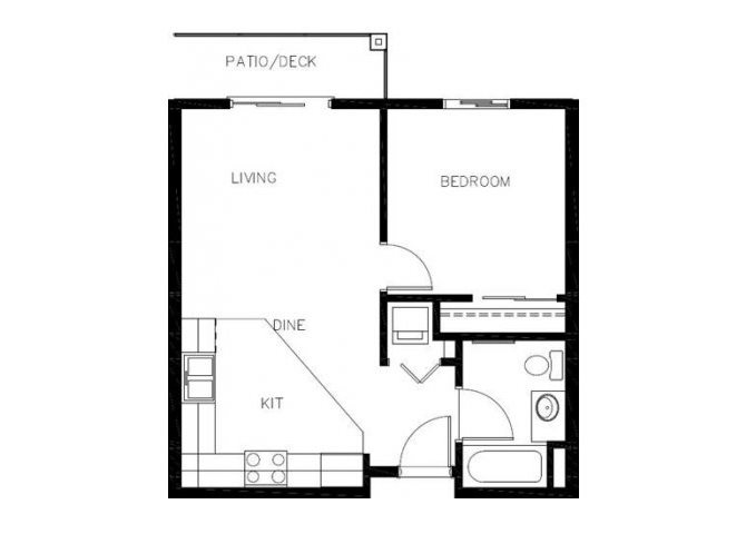Vintage at Mount Vernon l 1x1 Floor Plan 1X1 A floor plan Vintage at Mount Vernon Senior Apartments in Mt. Vernon, WA