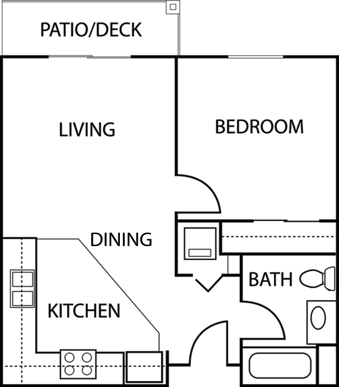 Vintage at Mount Vernon l 1x1 Floor Plan 1x1 Floor Plan Vintage at Mount Vernon Senior Apartments in Mt. Vernon, WA