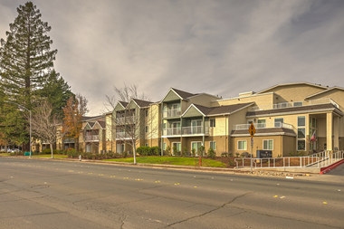 View of exterior of community l Vintage at Napa Senior Apartments