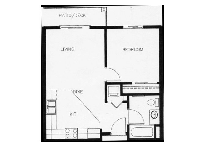 Vintage at Napa Senior Apartments l 1x1 Floor Plan 1X1 floor plan Vintage at Napa Senior Apartments l Napa, CA 94558
