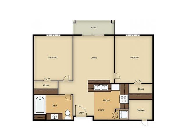 Vintage at Sequim Senior Apartments l 2 Bedroom Floor Plan 2BR B floor plan Vintage at Sequim Senior Apartments l Sequim Wa 98382