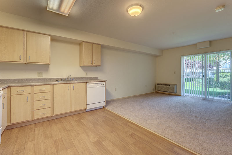 Kitchen and Dining Area Vintage at Spokane Senior Apartments  l Spokane WA Apt Homes