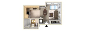 Studio floor plan. Spokane WA 99208 l Vintage at Spokane Senior Apartments 