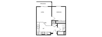 One Bedroom floor plan. Tacoma, Wa Senior Apartments 98409 l Vintage at Tacoma