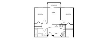 Two Bedroom floor plan. Tacoma, Wa Senior Apartments 98409 l Vintage at Tacoma