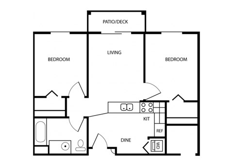 Two Bedroom floor plan. Tacoma, Wa Senior Apartments 98409 l Vintage at Tacoma
