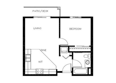 Vintage at Vancouver Senior Apartments l One Bedroom floor plan.