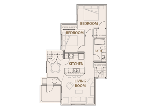 2x1 floor plan Longmont, CO 99337 | Copper Peak Apartments