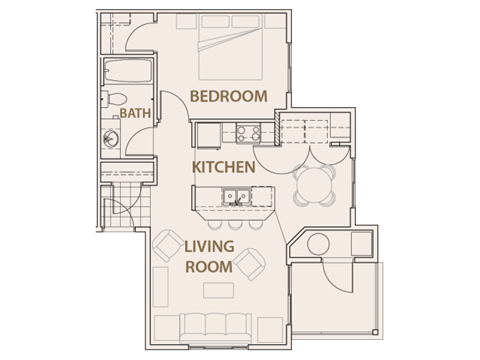 1x1 floor plan Longmont, CO 99337 | Copper Peak Apartments