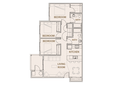 3x2 floor plan Longmont, CO 99337 | Copper Peak Apartments