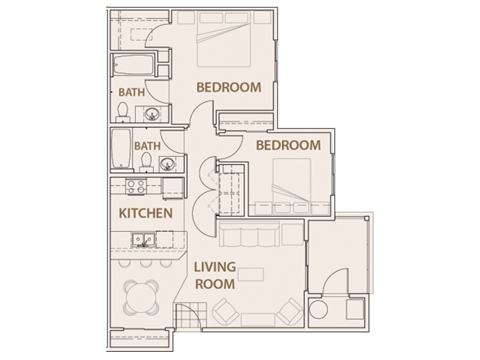 2x2 floor plan Longmont, CO 99337 | Copper Peak Apartments