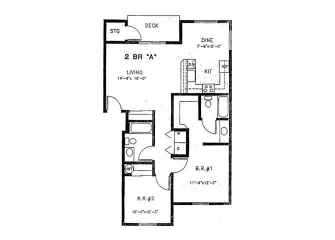 2 Bed 2 Bath Floor Plan 1