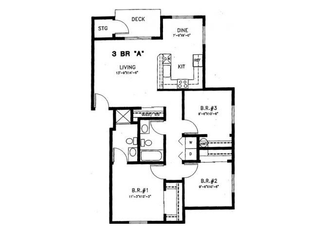3 Bed 2 Bath Floor Plan 2