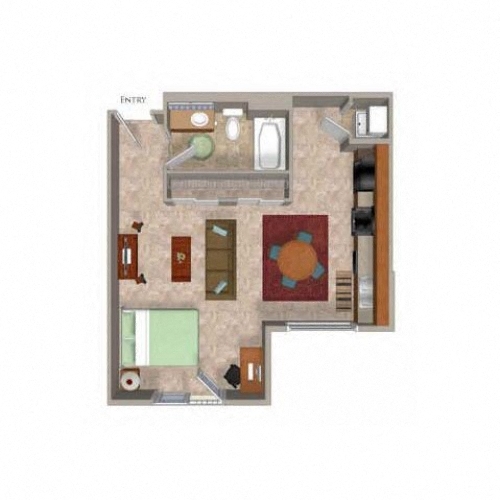 Studio 2 Floor Plan, at Beaumont Apartments, Woodinville, WA 98072