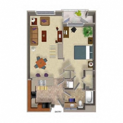 1 Bedroom 1 Bathroom Floor Plan Three, 98072, Woodinville, at Beaumont Apartments
