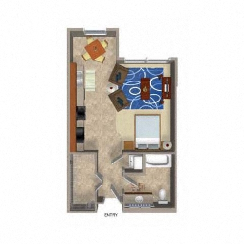 Studio 3 Floor Plan, at Beaumont Apartments, 14001 NE 183rd Street, WA