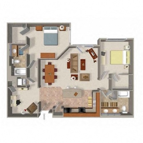 2 Bedroom 2 Bathroom Floor Plan Five, Washington, at Beaumont Apartments, 14001 NE 183rd Street