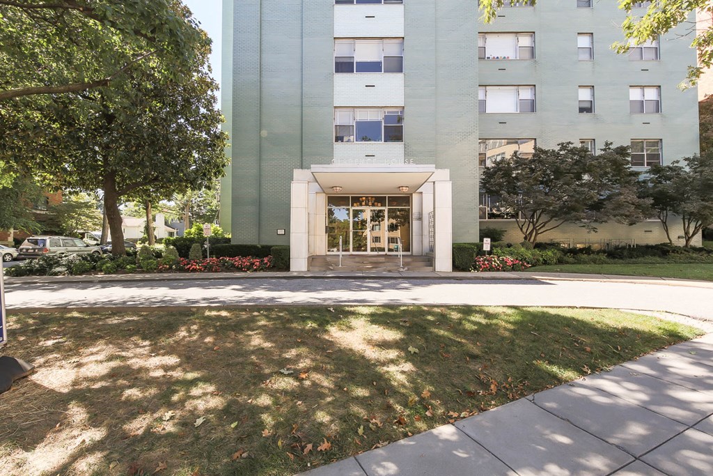exterior view of clarence house apartments in van ness washington dc