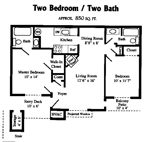 2 Bedroom 2 Bath Down Floor Plan 5